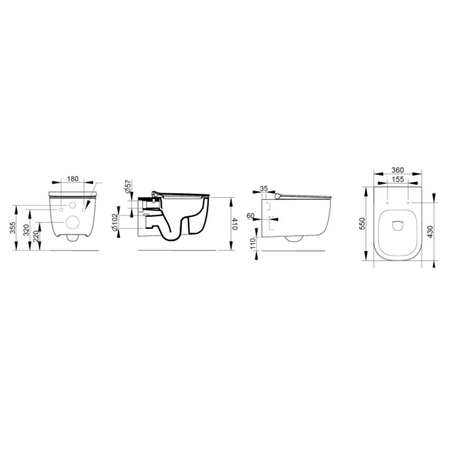 WC sospeso Ceramica Dolomite modello Mirto 55x36 cm con sedile Softclose