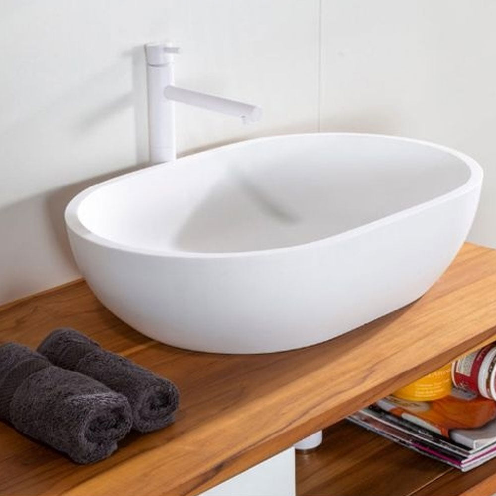 Lavandino da appoggio 'Pool Basin' in Istone cm 58x38x14