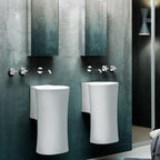 Lavabo lavamani sospeso Nativo Ceramica Azzurra senza foro rubinetto - Bianco lucido