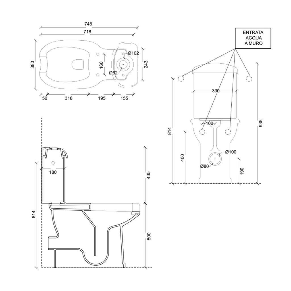 Vaso e cassetta monoblocco in ceramica bianca scarico a muro ideale per persone con disabilitÃ 