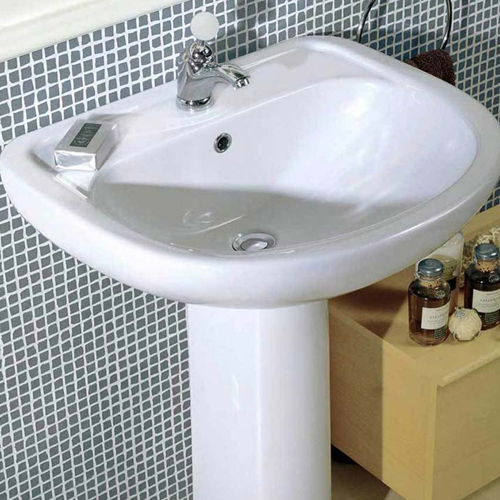 Lavabo in ceramica monoforo corredato di colonna Ceramiche Azzurra collezione 'Diana' cm 65