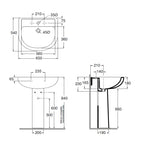 Lavabo in ceramica monoforo corredato di colonna Ceramiche Azzurra collezione 'Diana' cm 65