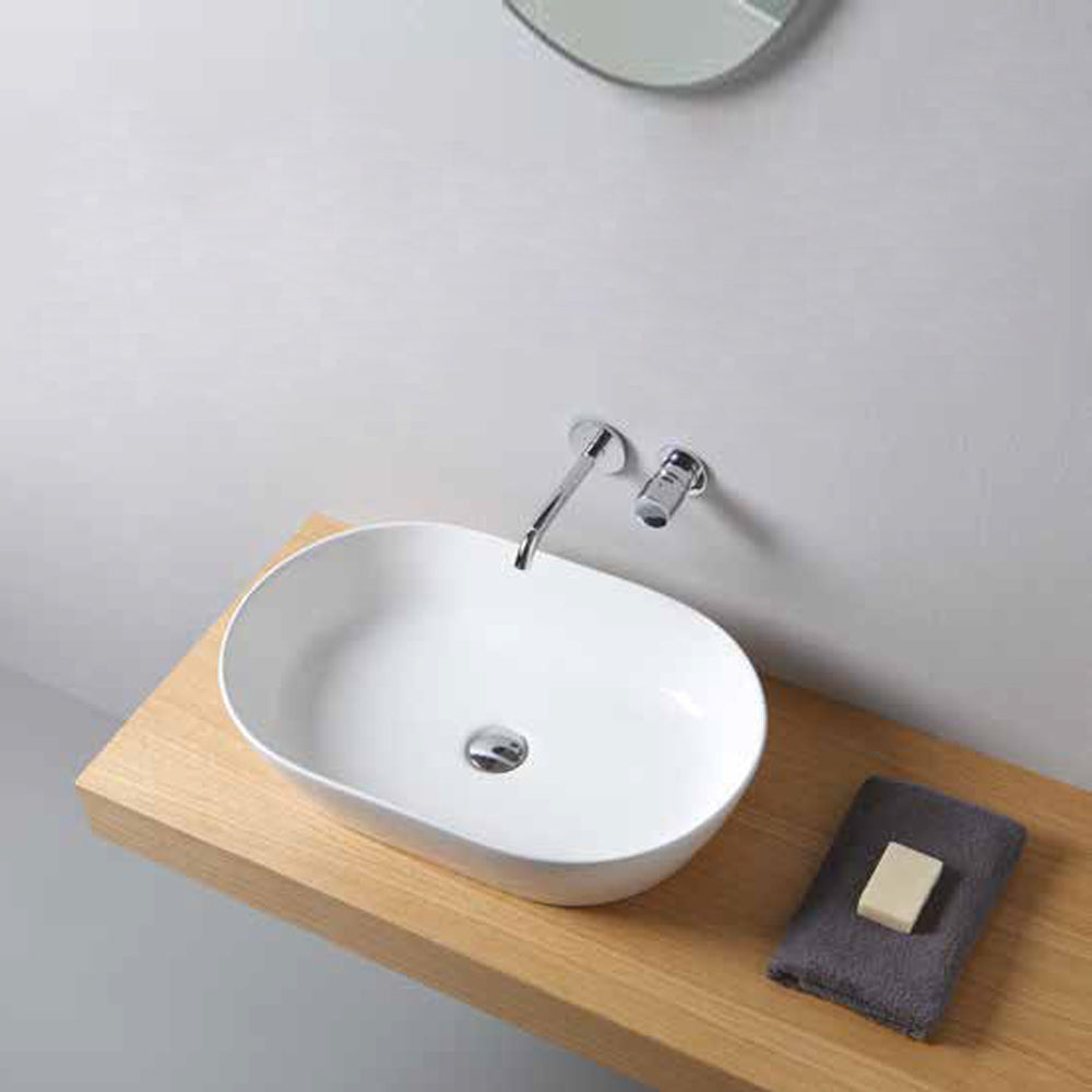 Lavabo da appoggio 'Zeta' Ceramica Azzurra 62x40 cm