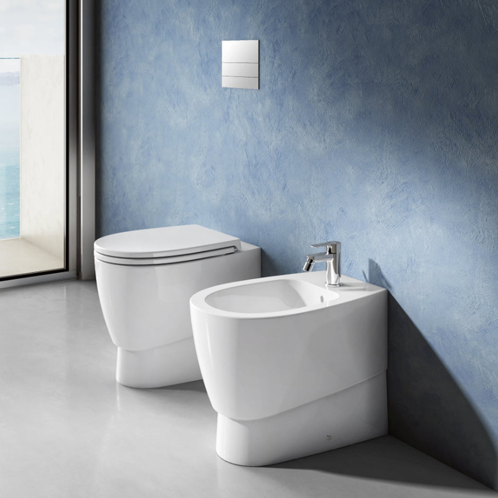 Coppia di sanitari filomuro Ceramica Dolomite modello Demy 54x36 cm con sedile Softclose