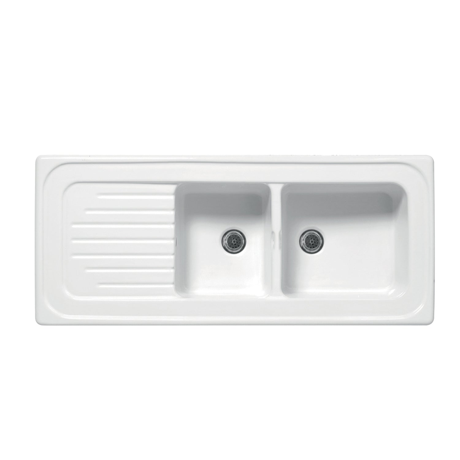 Lavello da incasso bianco in ceramica con 2 vasche 116x50 cm