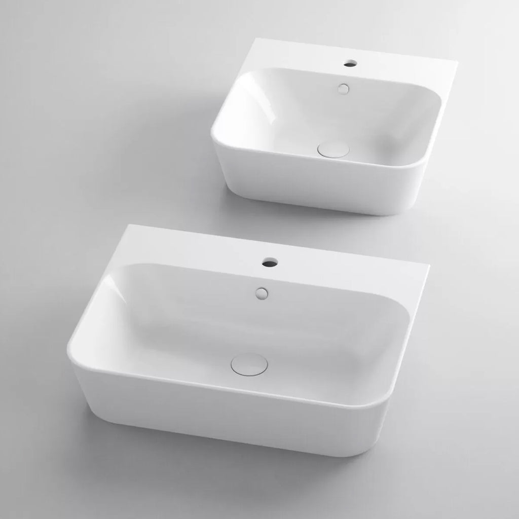 Lavabo sospeso/appoggio Azzurra serie Build 50x50 cm - Bianco lucido