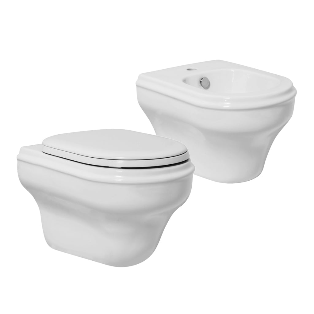 Sanitari classici sospesi Ceramica Azzurra Charme wc con sedile soft close e bidet