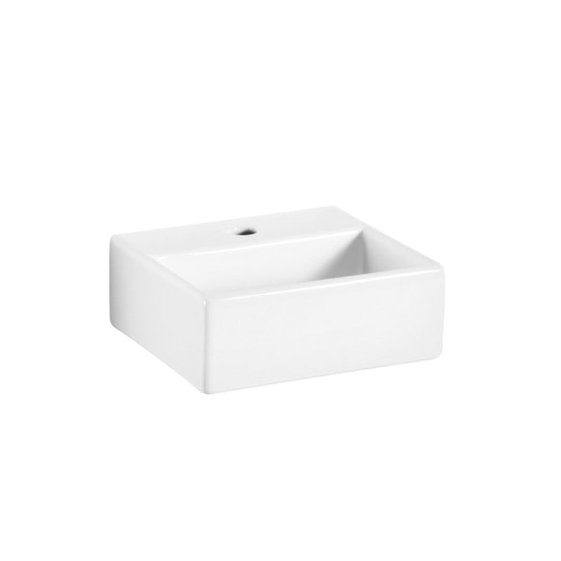Lavabo da appoggio o muro in ceramica opaca bianca con foro rubinetto senza piletta Lineabeta Quarelo cm 32x29
