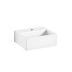 Lavabo da appoggio o muro in ceramica opaca bianca con foro rubinetto senza piletta Lineabeta Quarelo cm 32x29