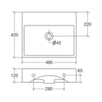 Lavabo da appoggio o muro in ceramica opaca con foro rubinetto e troppopieno senza piletta Lineabeta Quarelo color antracite cm 49