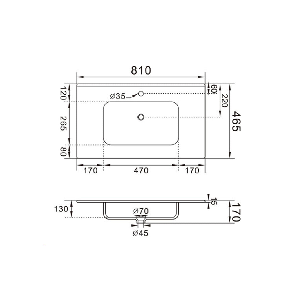 Lavabo ad incasso 81cm bianco in ceramica BathCore linea Alba