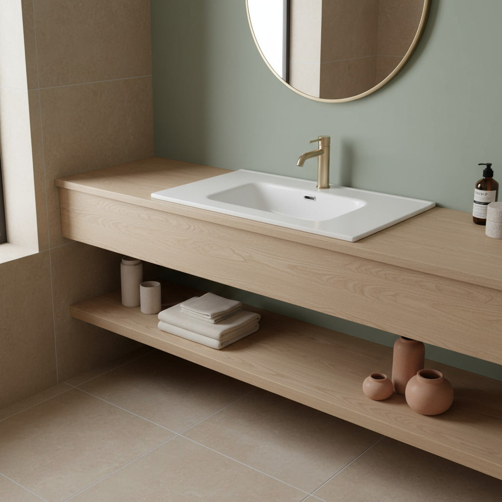 Lavabo ad incasso 81cm bianco in ceramica BathCore linea Alba