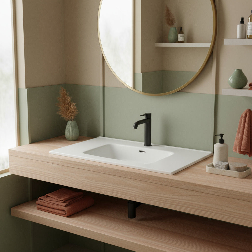 Lavabo ad incasso 101cm bianco in ceramica BathCore linea Alba