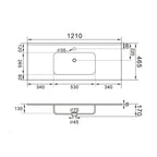 Lavabo ad incasso 121cm bianco in ceramica BathCore linea Alba