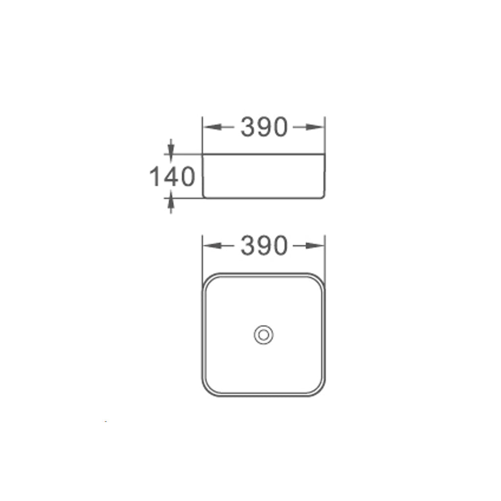 Lavabo consolle quadro 39cm bianco in ceramica BathCore linea Alba