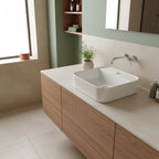 Lavabo consolle monoforo quadro 39cm bianco in ceramica BathCore linea Alba