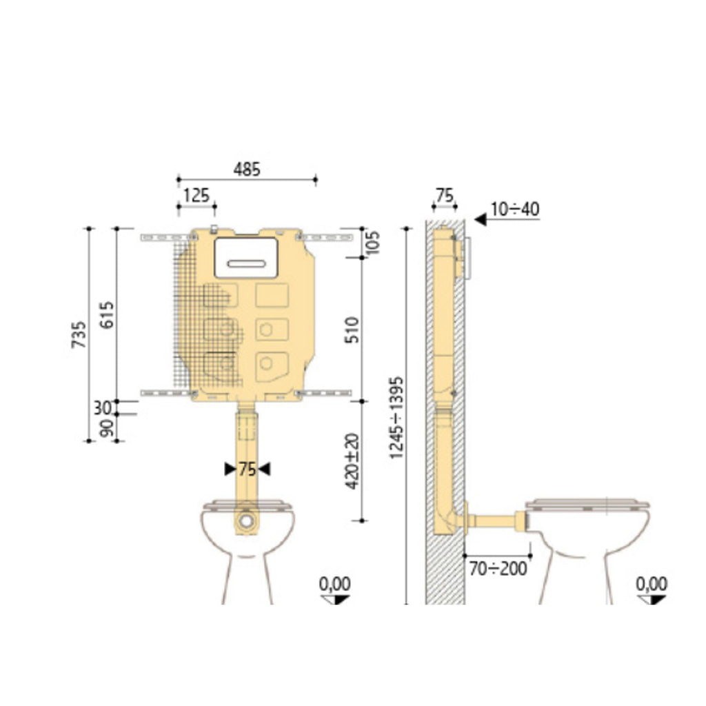 Cassetta di scarico a incasso Pucci Sara per pareti in muratura 9 Litri