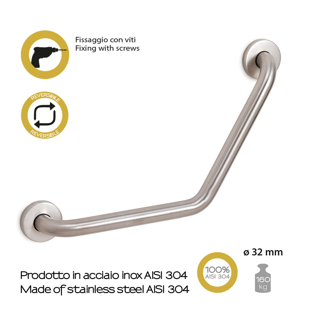 Maniglione 135Â° in Acciaio Inox AISI 304 Gedy serie Project - Spazzolato