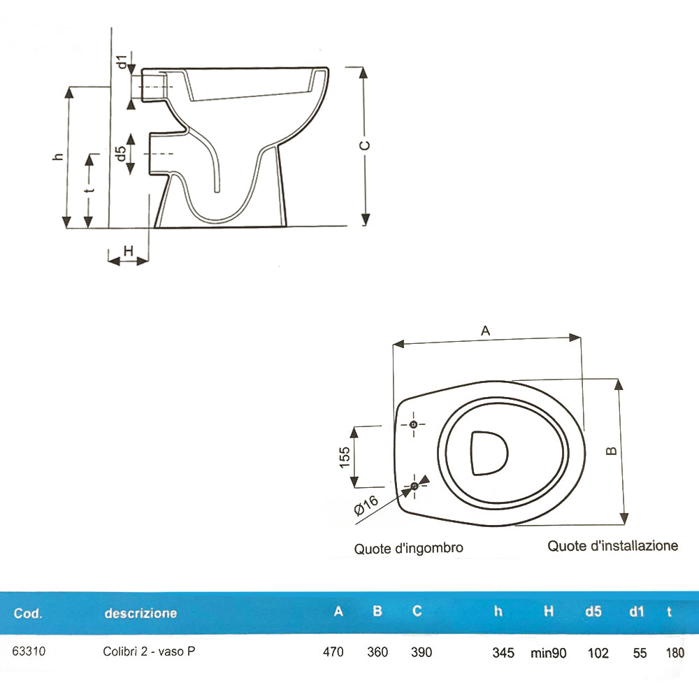 Sanitari distanziati da parete con scarico a parete wc+bidet +sedile normal close Geberit 'ColibrÃ¬ 2' cm 53