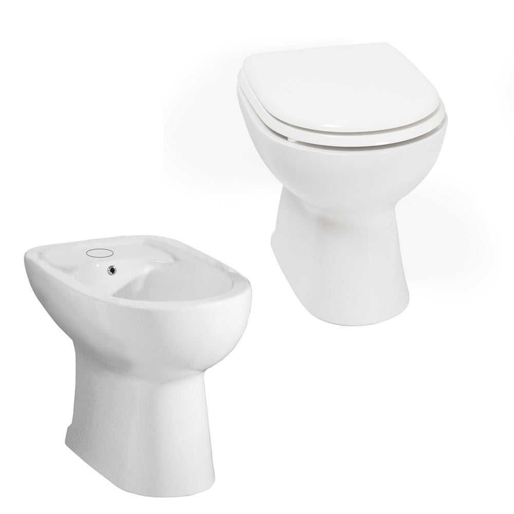 Sanitari con scarico a terra e sedile in poliestere Ceramica Azzurra modello 'Diana' cm 55