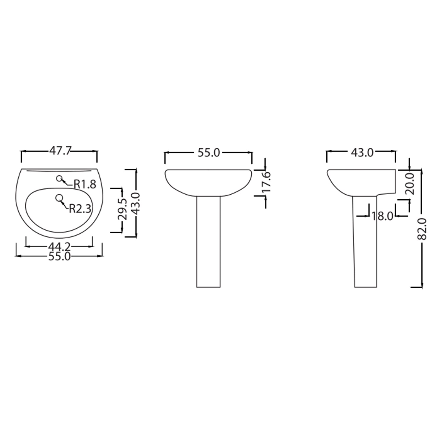 Set bagno completo con Bidet+Wc+Copriwater+Lavabo 55 cm+Colonna serie Orchidea in ceramica bianca