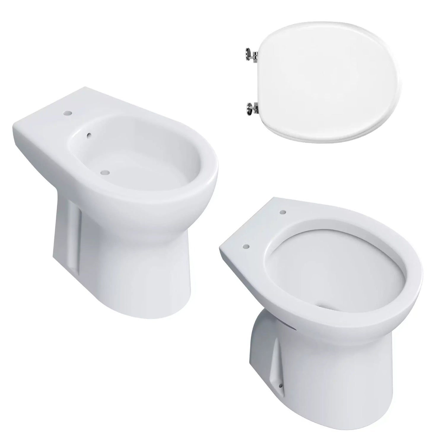 Sanitari a terra modello Orchidea in ceramica con copriwater incluso - Bianco By BATHCORE