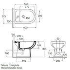 Sanitari con scarico a terra e sedile in termoindurente Ceramica Azzurra modello 'Diana' cm 55