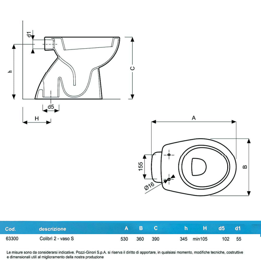Sanitari distanziati da parete con scarico a pavimento wc+bidet +sedile normal close Geberit 'ColibrÃ¬ 2' cm 53