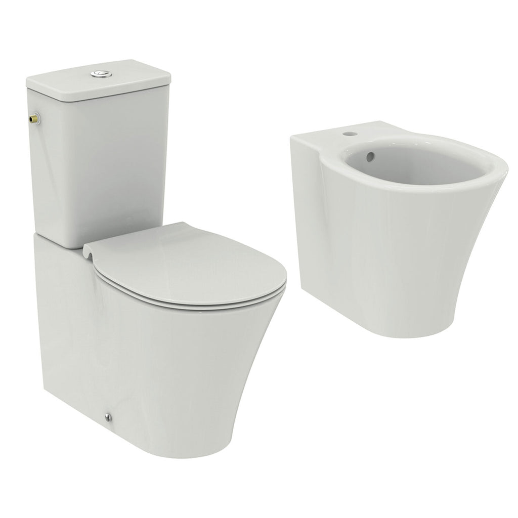 Coppia di sanitari con cassetta Ideal Standard Connect Air con sedile a chiusura tradizionale