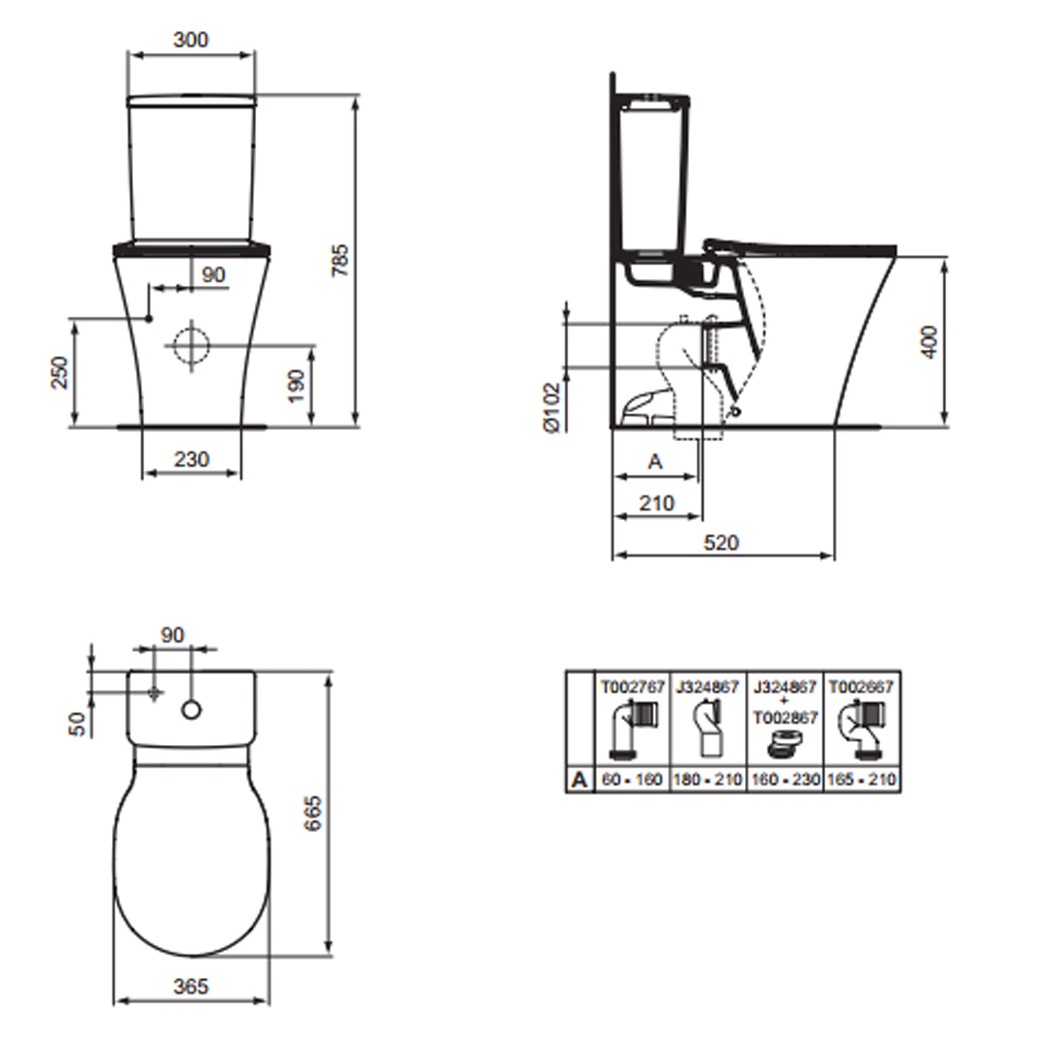 Coppia di sanitari con cassetta Ideal Standard Connect Air con sedile a chiusura tradizionale