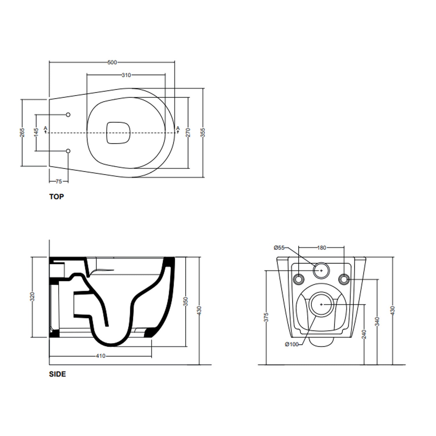 Sanitari sospesi Axa collezione Avani 50x35