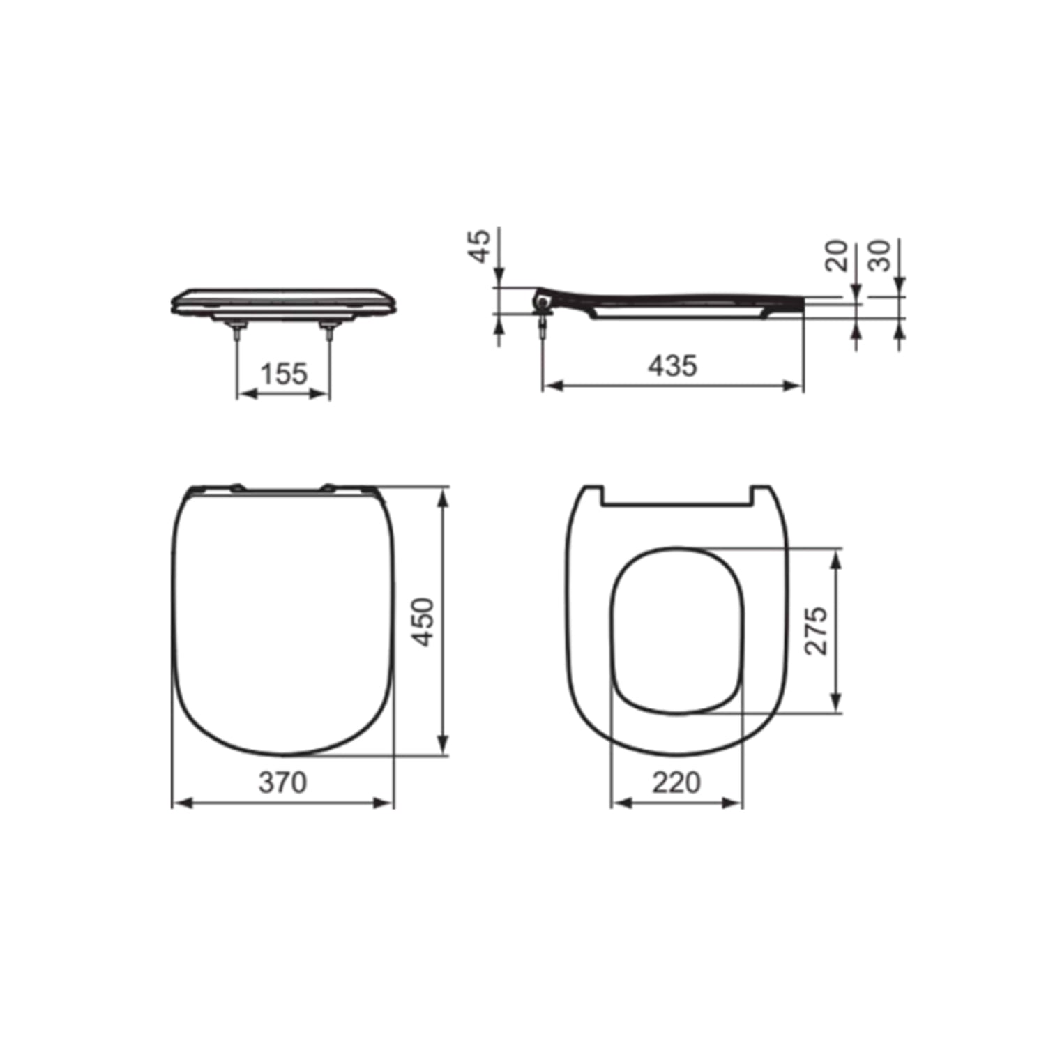 Sedile in termoindurente Slim Ideal Standard Tesi chiusura rallentata Bianco Seta