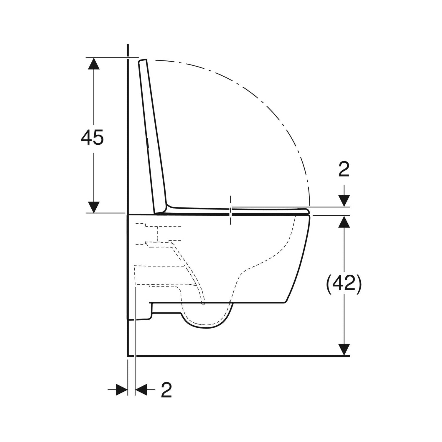 Vaso sospeso Rimless con scarico universale e sedile SoftClose modello Icon di Geberit cm 53