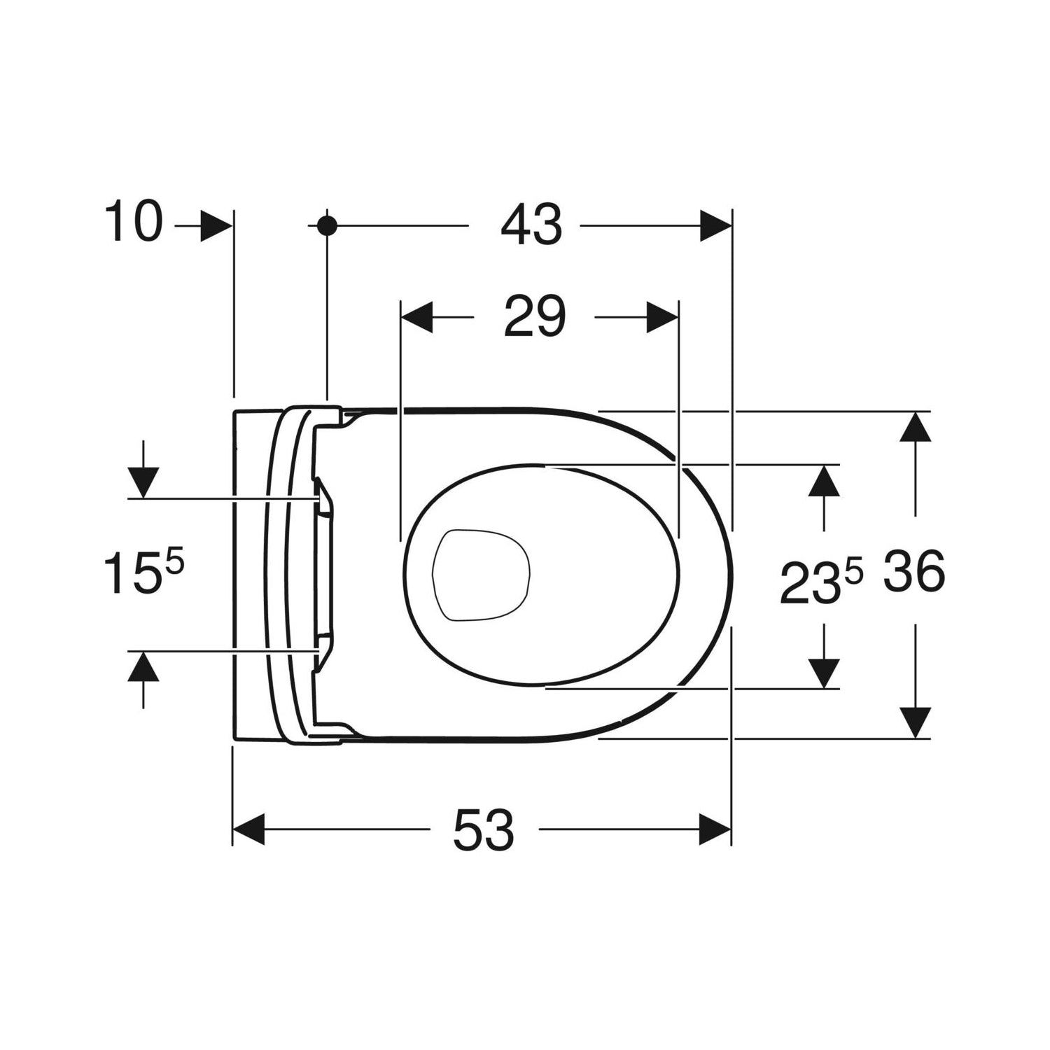 Vaso sospeso Rimless con scarico universale e sedile SoftClose modello Icon di Geberit cm 53
