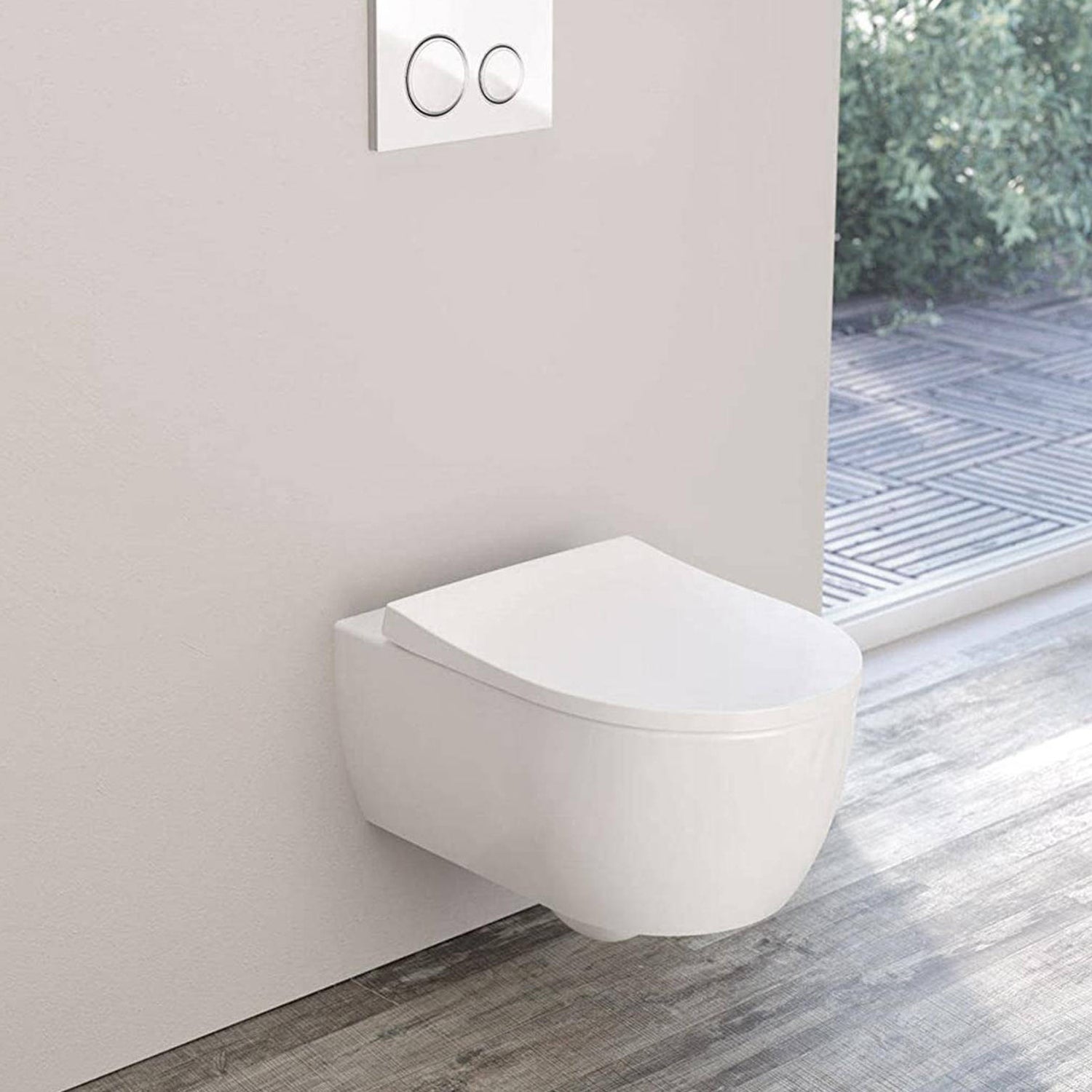 Vaso sospeso Rimless con scarico universale e sedile SoftClose modello Icon di Geberit cm 53