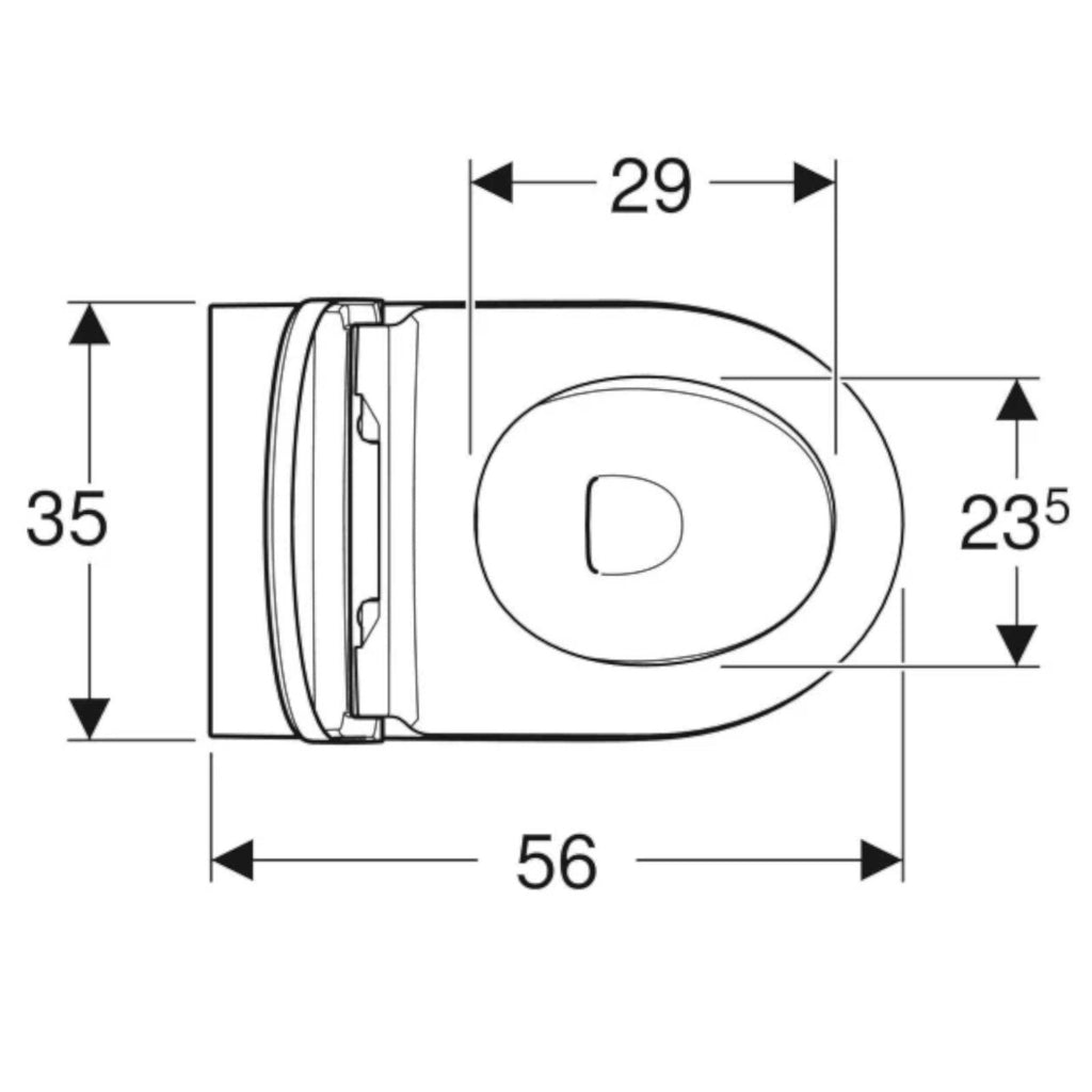Vaso filomuro Rimless con scarico universale e sedile tradizionale modello Icon di Geberit cm 56