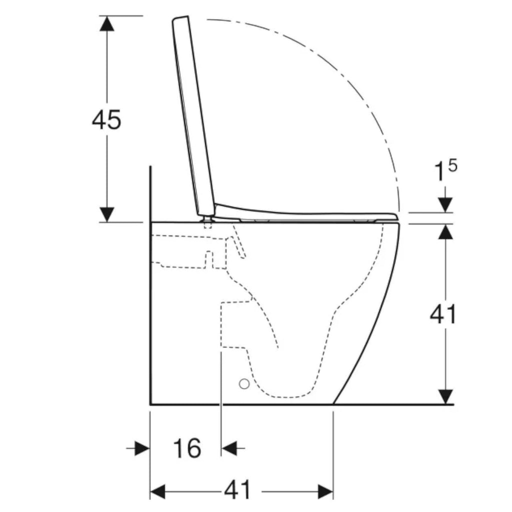 Vaso filomuro Rimless con scarico universale e sedile SoftClose modello Icon di Geberit cm 56