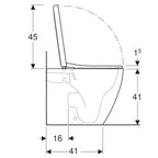 Coppia sanitari filomuro con scarico universale e sedile SoftClose modello Icon di Geberit