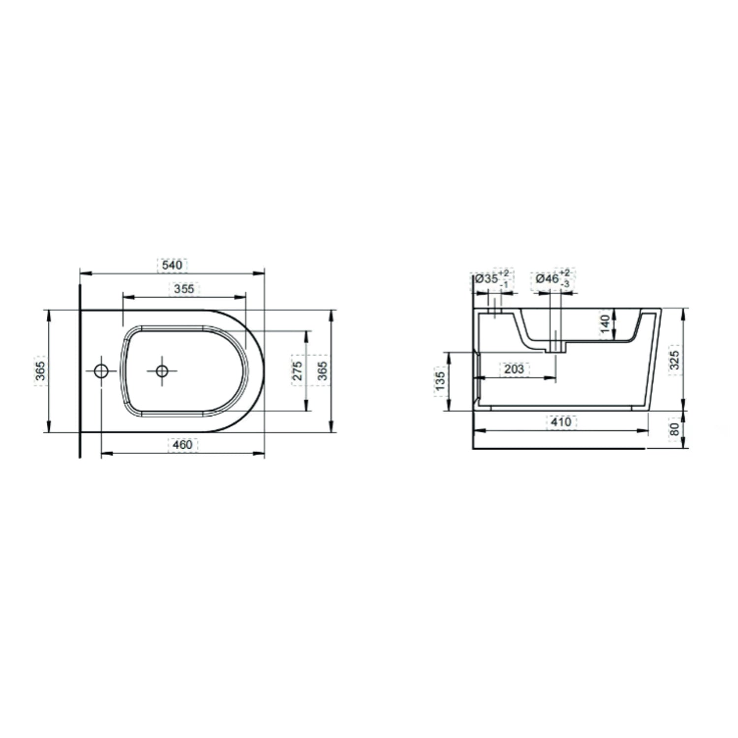 Coppia Sanitari Sospesi Nubes- Aura Vaso sospeso + bidet sospeso + copriwater by BathCore