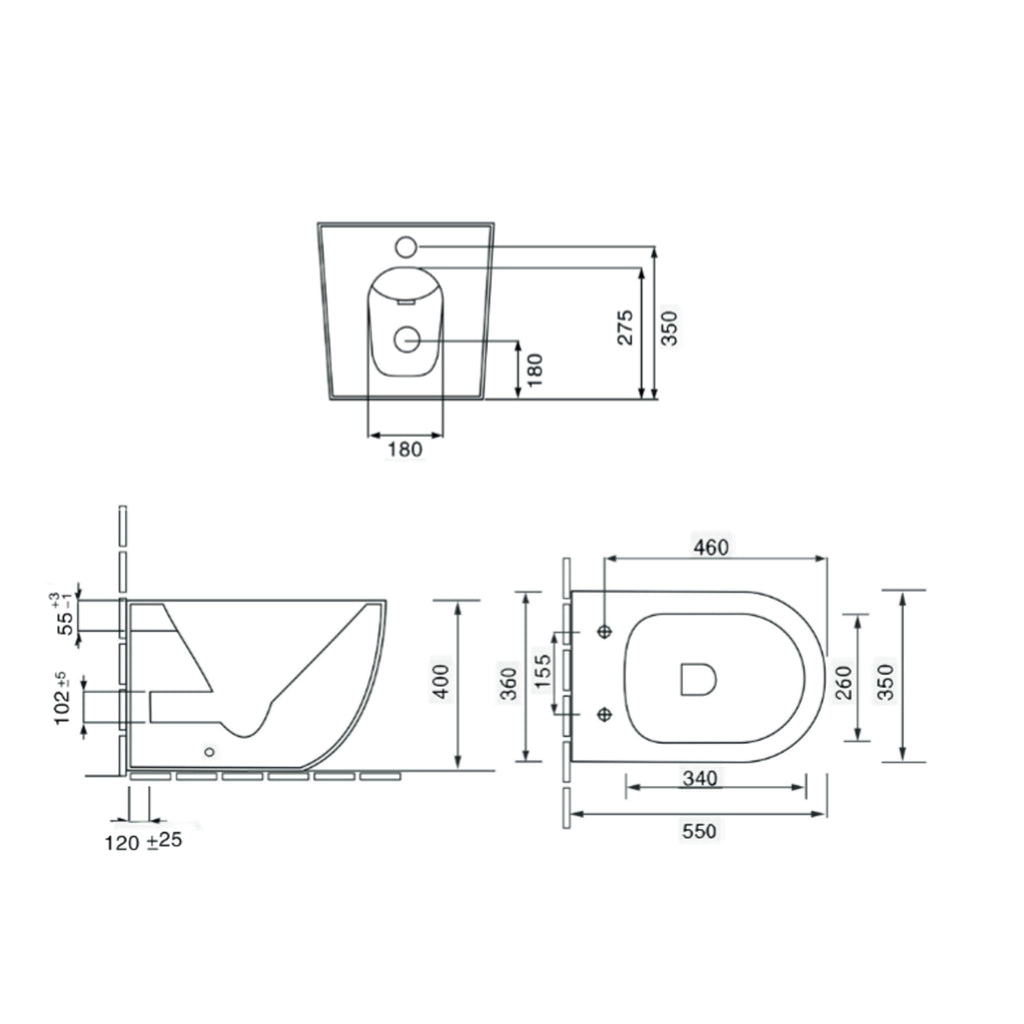 Coppia Sanitari a terra filomuro BathCore Nubes- Aura Vaso a terra + bidet a terra + copriwater