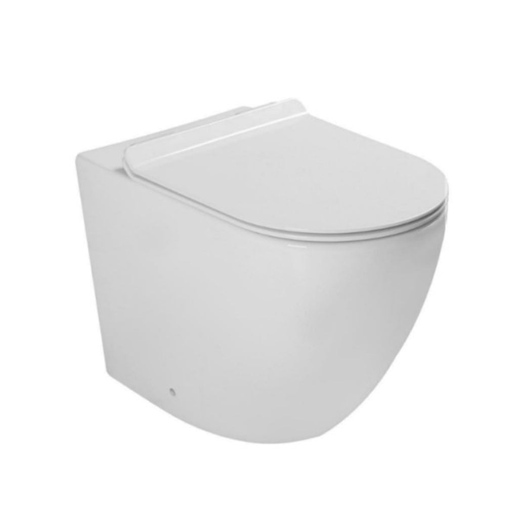 Coppia Sanitari a terra filomuro BathCore Nubes- Aura Vaso a terra + bidet a terra + copriwater