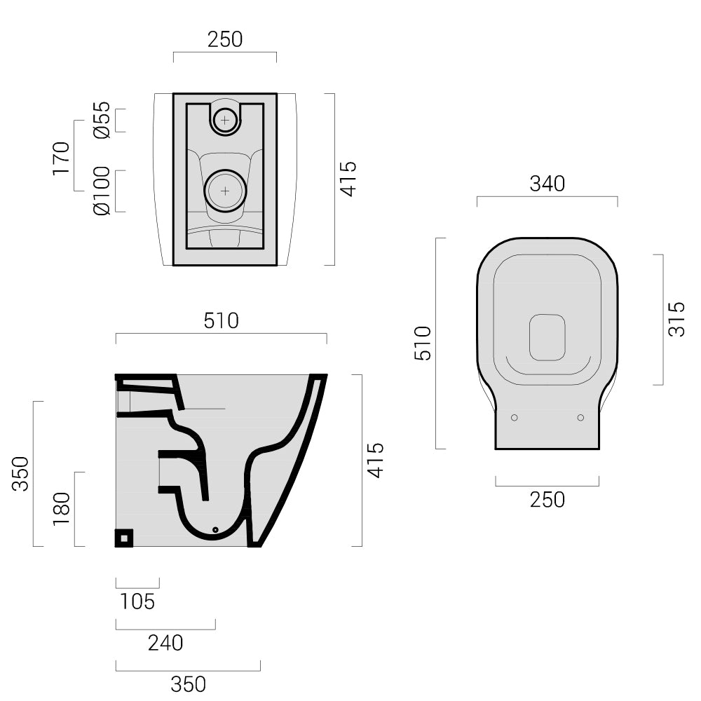 Water senza brida filo parete Domus Falerii F50 Special con sedile soft close