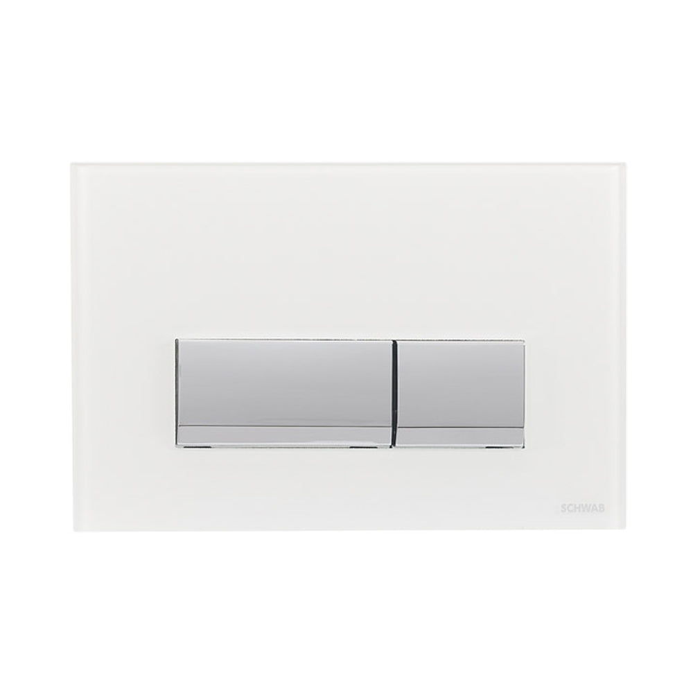 Placca di comando Schwab modello Magnus Vetro per cassette incasso 199 Bianca