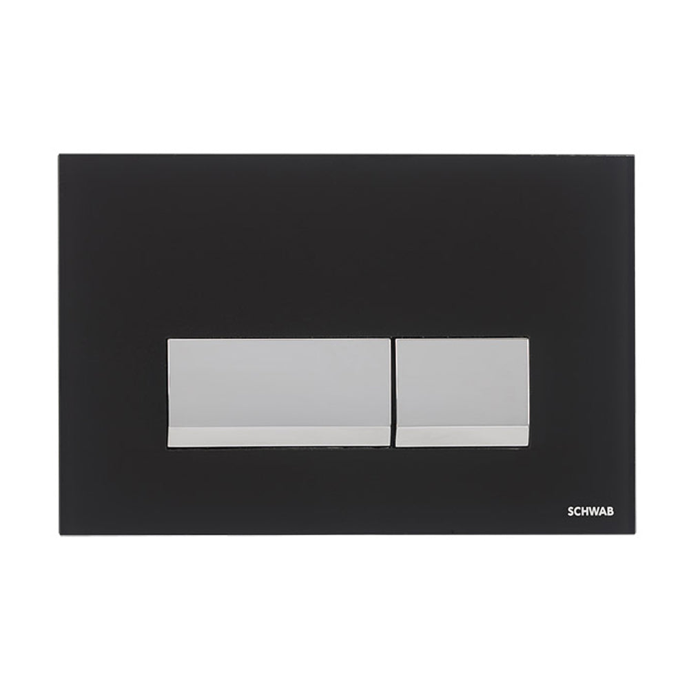 Placca di comando Schwab modello Magnus Vetro per cassette incasso 199 Nera