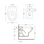 Vaso sospeso per disabili apertura frontale 39x56 cm ceramica bianca