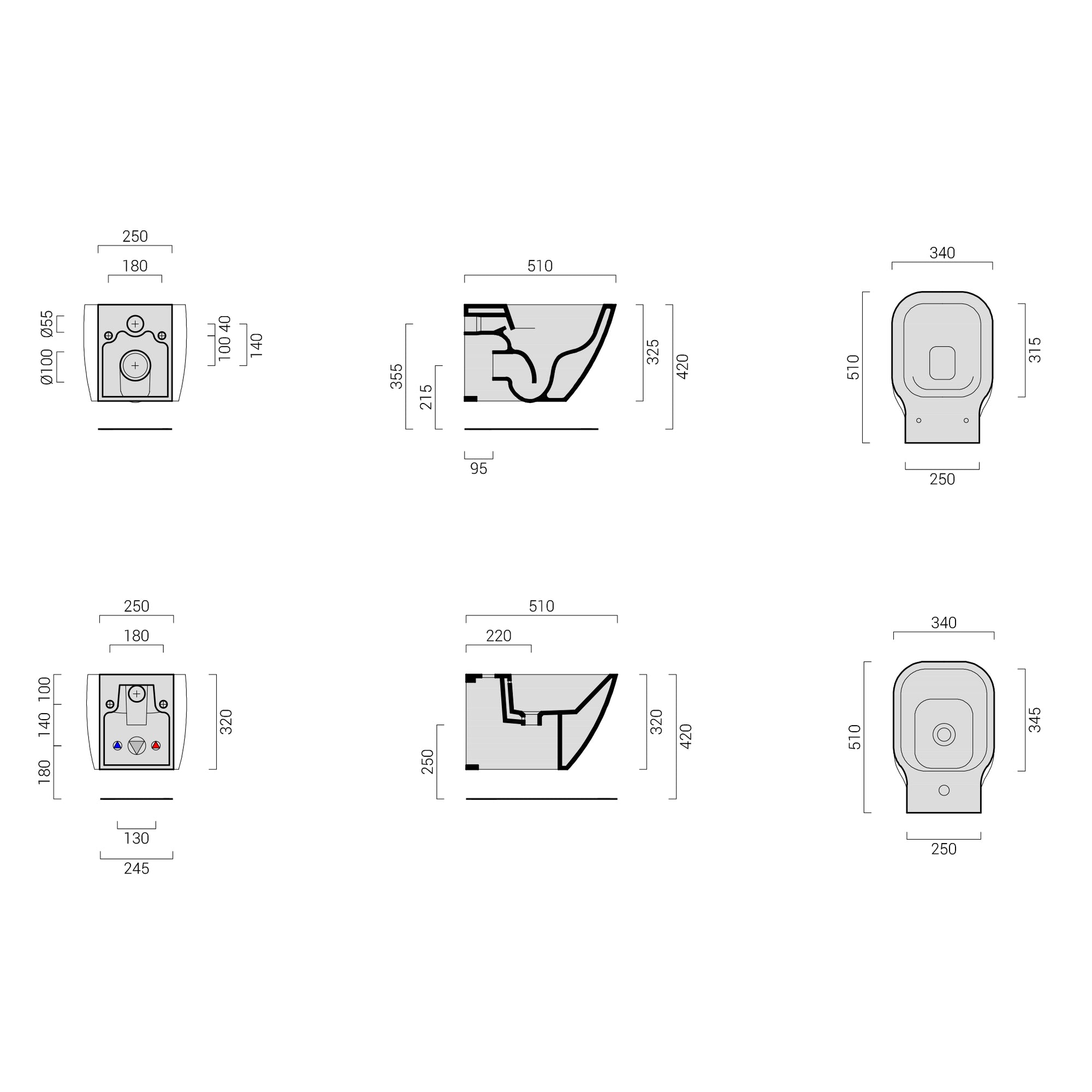 Sanitari senza brida sospesi Domus Falerii F50 Special Wc