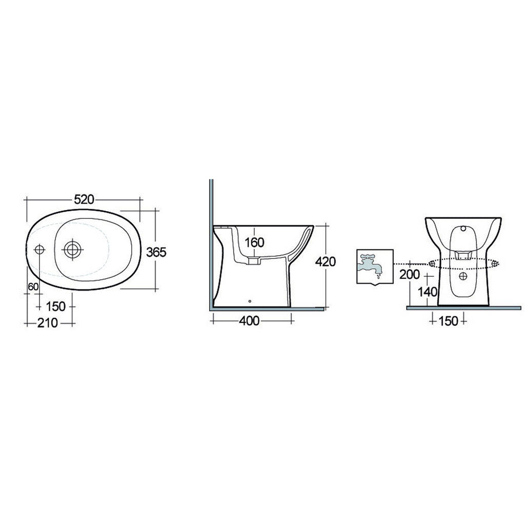 Bidet a terra RAK serie Astria 52x36