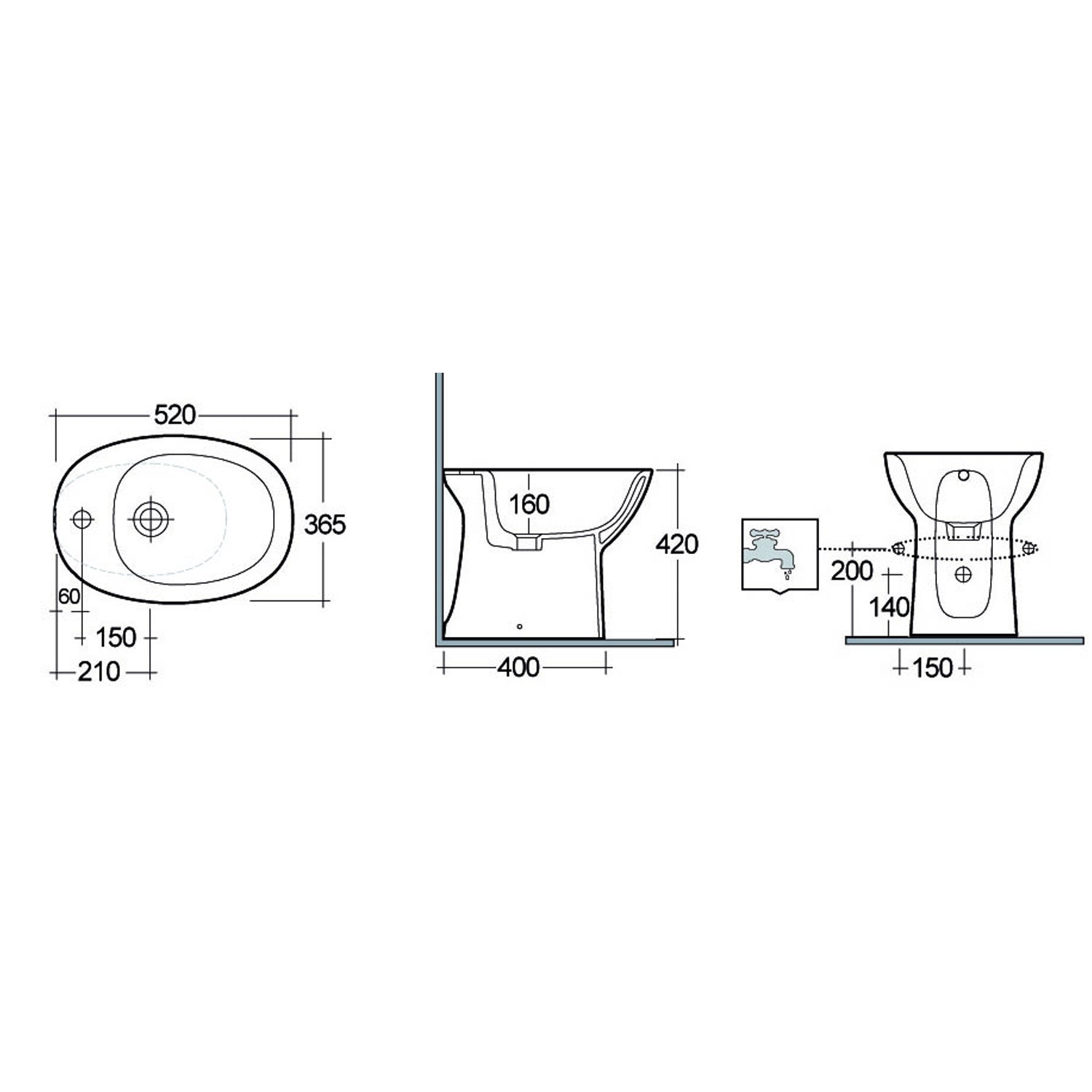 Bidet a terra RAK serie Astria 52x36