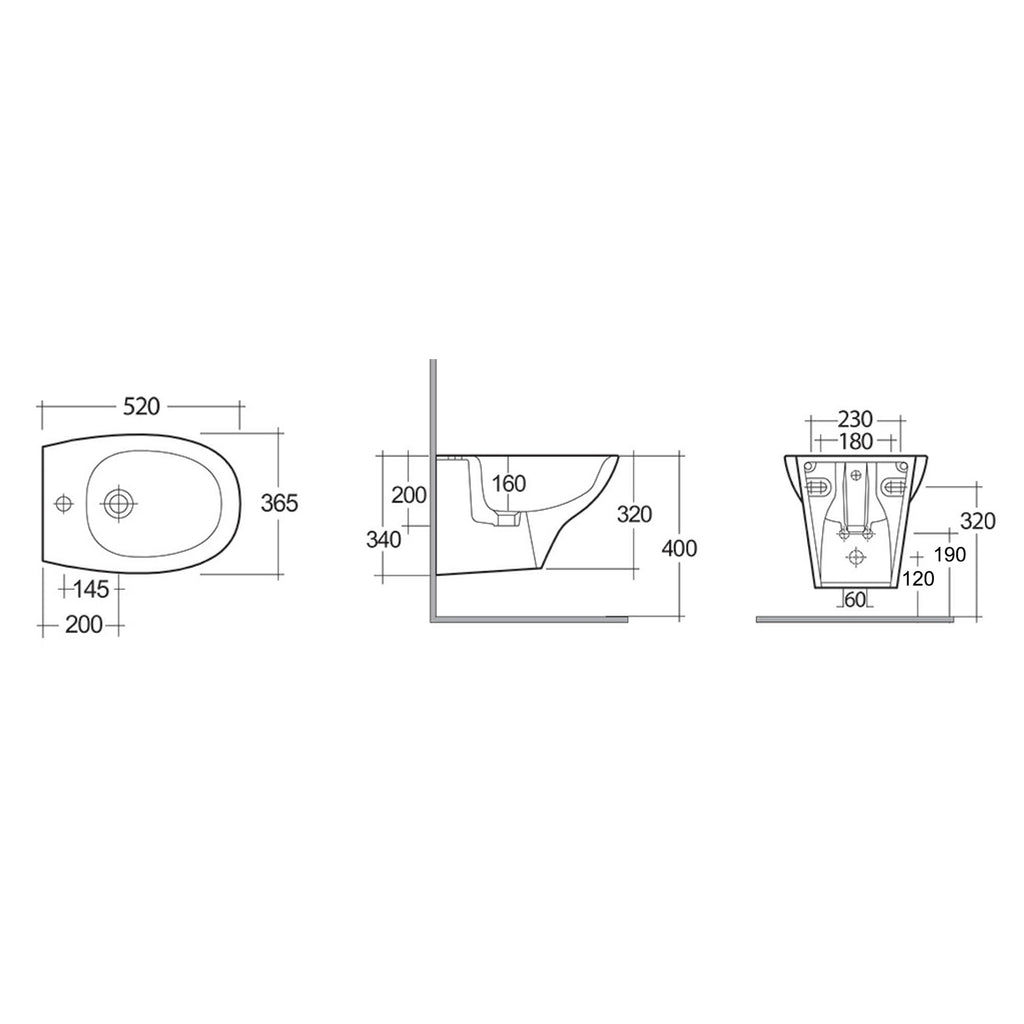 Bidet sospeso RAK serie Astria 52x36