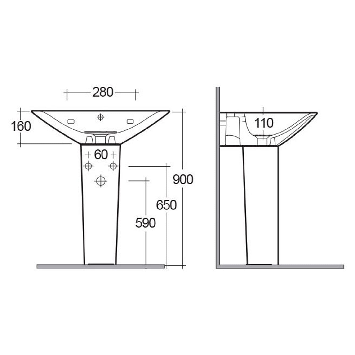 Colonna in porcellana per lavabo RAK serie Astria H. 75 cm - Bianco